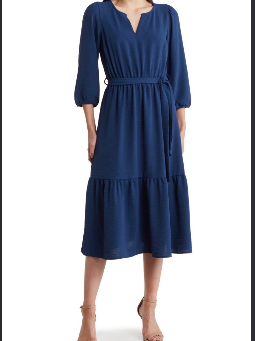 Lucky Brand Navy Tiered Midi Dress